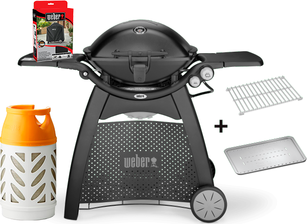 er Q3200 Gasgrill med stander, betræk og gasflaske