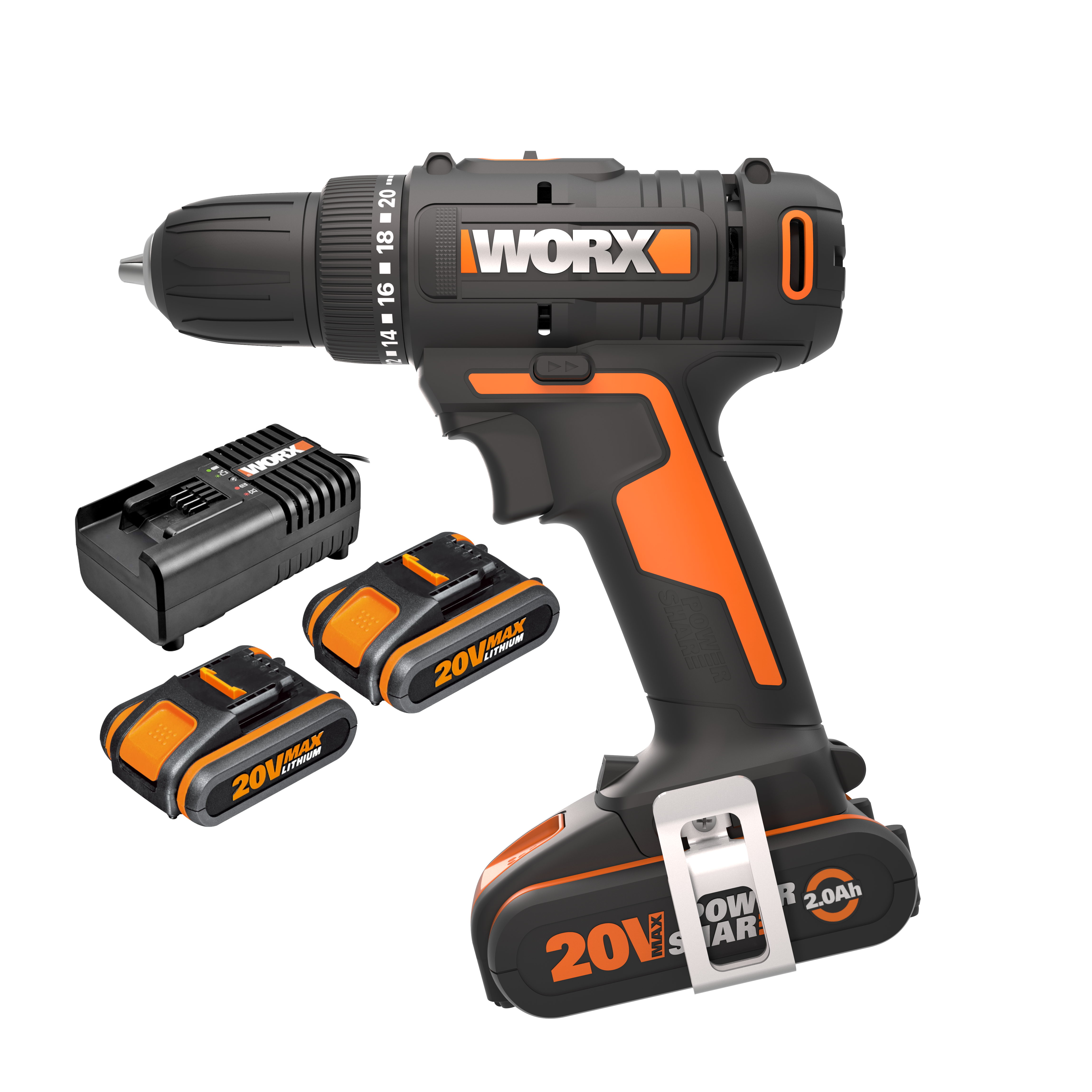 Worx WX100.3 Powershare 20V Bore skruemaskine med batteri og