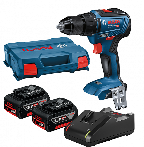 Bosch GSR 18V-55 Bore-/skruemaskine Med 2x4,0 Ah Batterier Og Lader